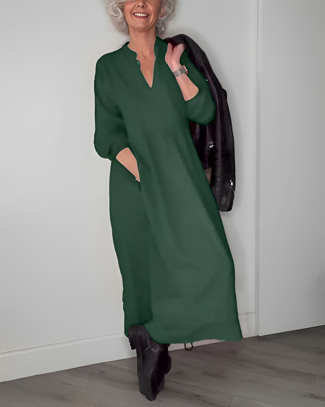 AMANDA | ELEGANT LONG DRESS WITH BELLY COVERAGE
