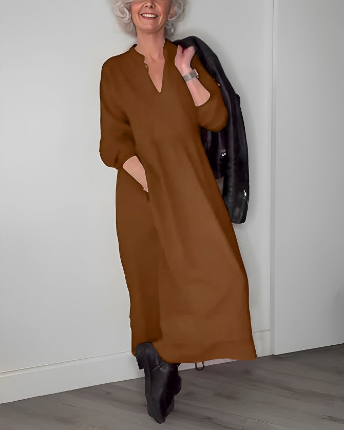 AMANDA | ELEGANT LONG DRESS WITH BELLY COVERAGE