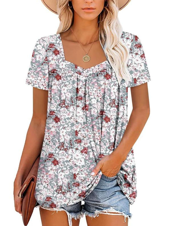 CINDY | COSY TOP WITH SHORT SLEEVES & PRINT