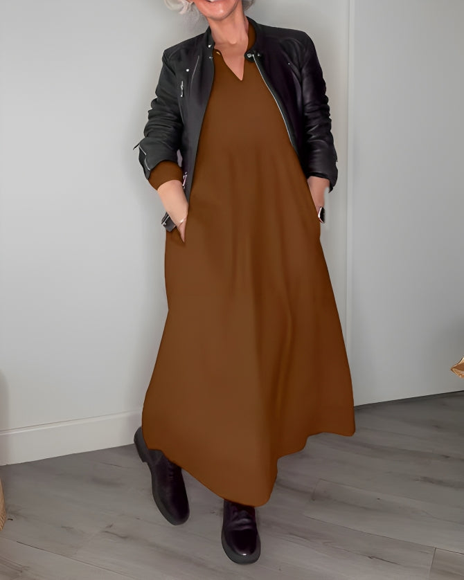 AMANDA | ELEGANT LONG DRESS WITH BELLY COVERAGE