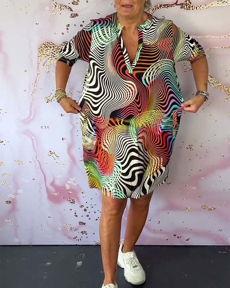 MAEVY | COLORFUL V-NECK DRESS