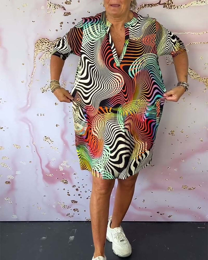 MAEVY | COLORFUL V-NECK DRESS