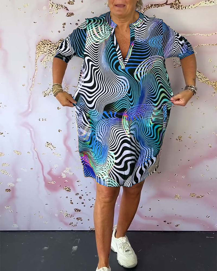 MAEVY | COLORFUL V-NECK DRESS