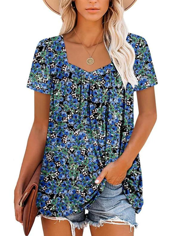 CINDY | COSY TOP WITH SHORT SLEEVES & PRINT
