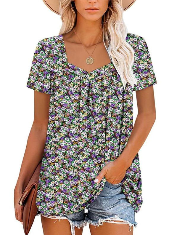 CINDY | COSY TOP WITH SHORT SLEEVES & PRINT