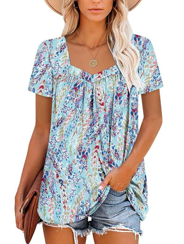 CINDY | COSY TOP WITH SHORT SLEEVES & PRINT