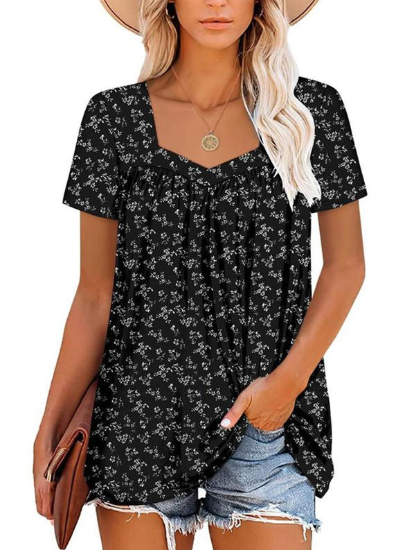 CINDY | COSY TOP WITH SHORT SLEEVES & PRINT