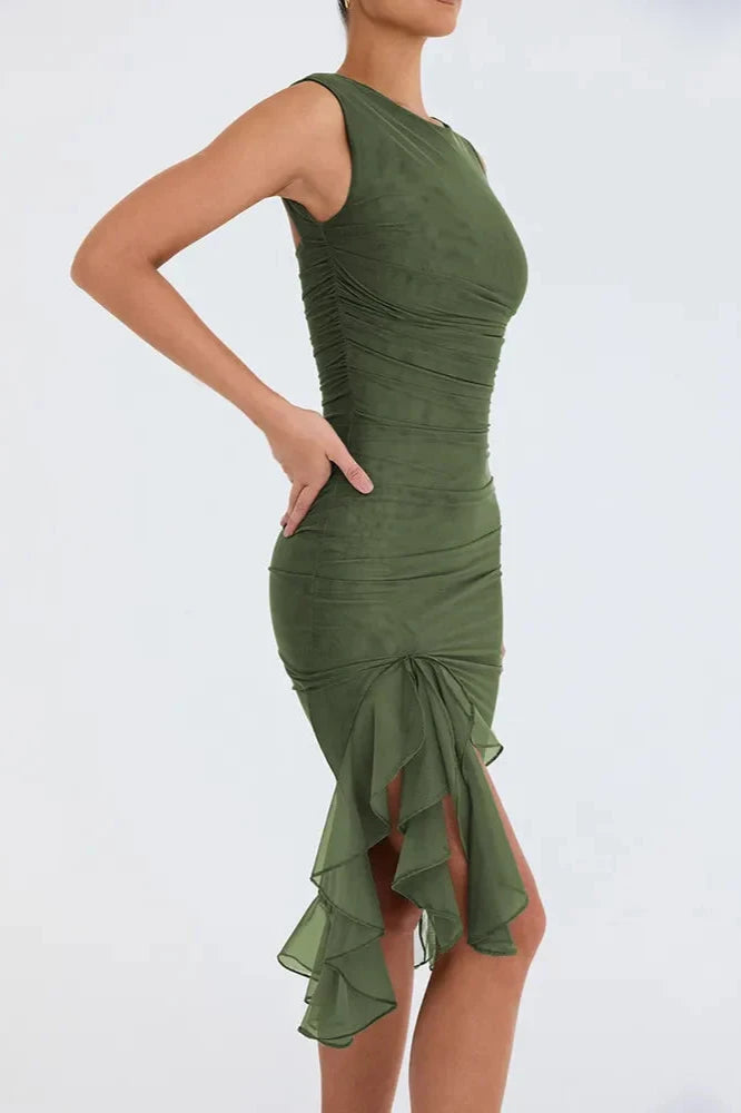 CHARLY | MIDI DRESS WITH RUFFLES