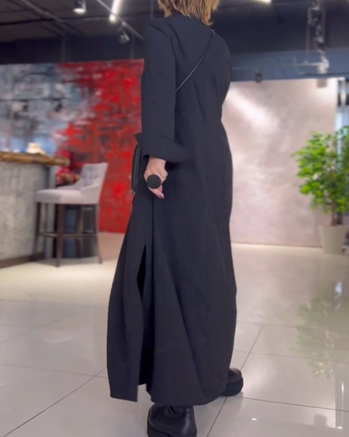 LINA | LONG BUTTON-UP DRESS WITH POCKETS
