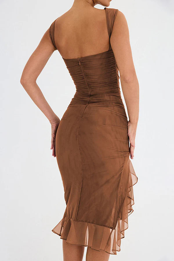 CHARLY | MIDI DRESS WITH RUFFLES