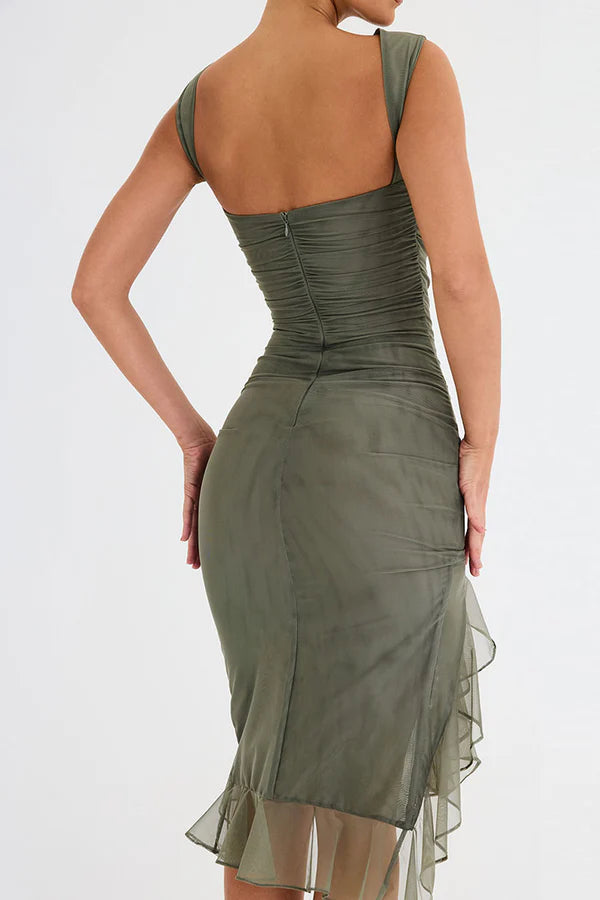 CHARLY | MIDI DRESS WITH RUFFLES
