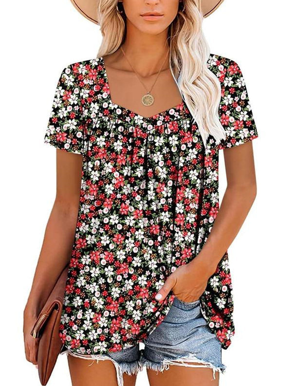 CINDY | COSY TOP WITH SHORT SLEEVES & PRINT