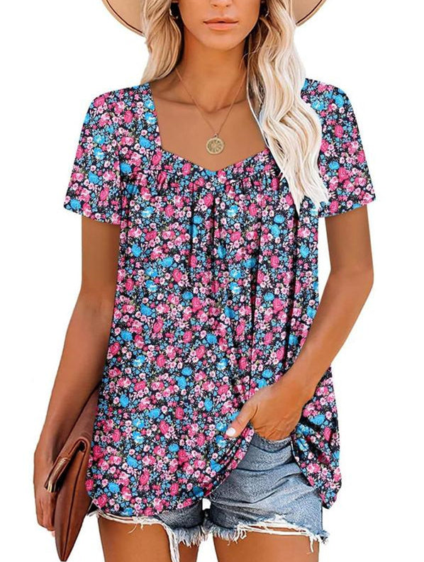 CINDY | COSY TOP WITH SHORT SLEEVES & PRINT
