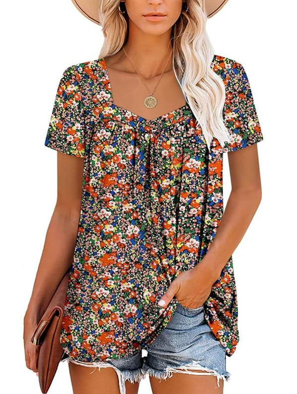 CINDY | COSY TOP WITH SHORT SLEEVES & PRINT