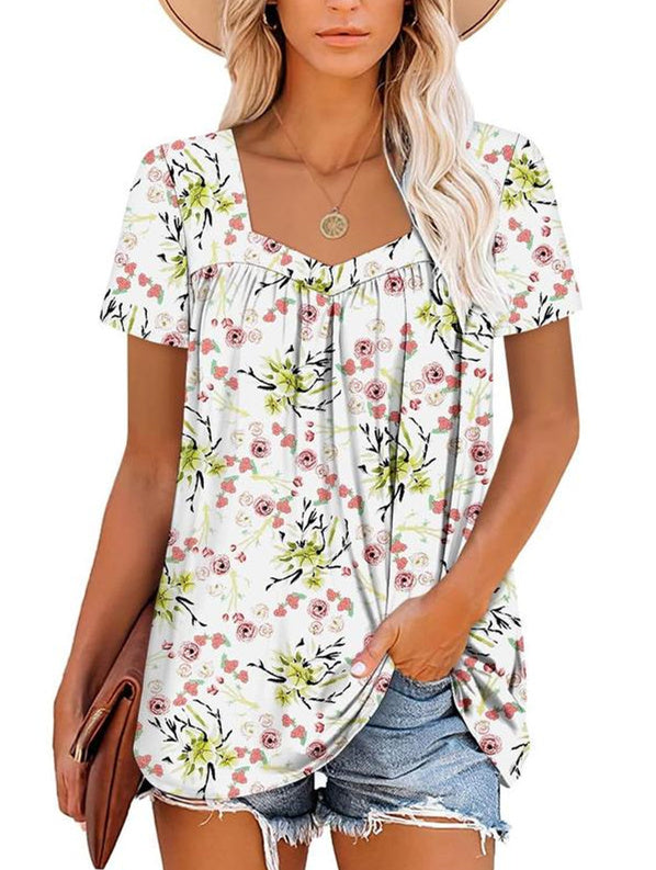 CINDY | COSY TOP WITH SHORT SLEEVES & PRINT