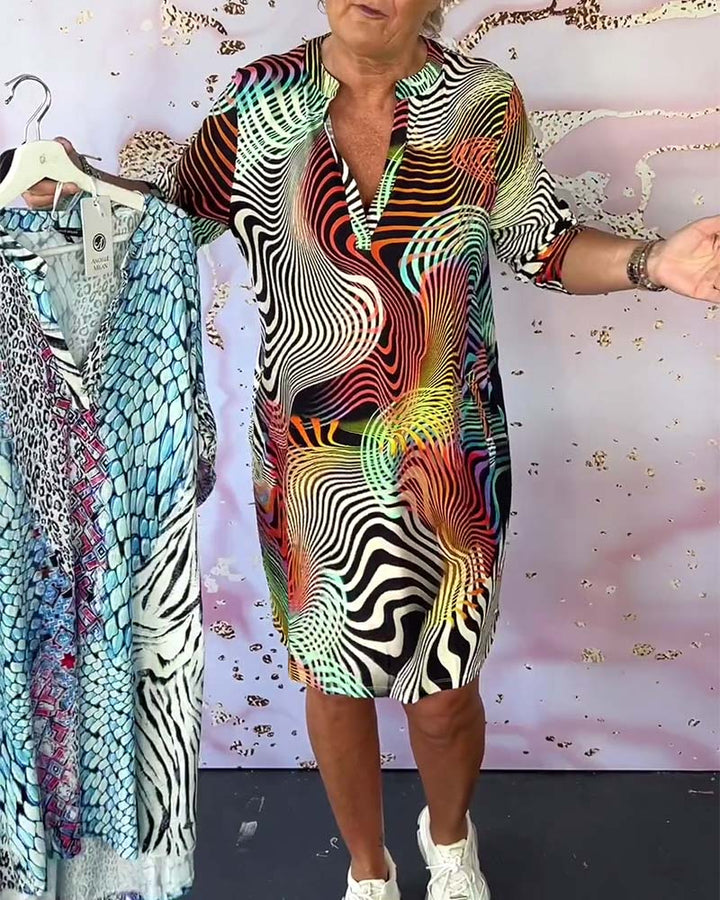 MAEVY | COLORFUL V-NECK DRESS