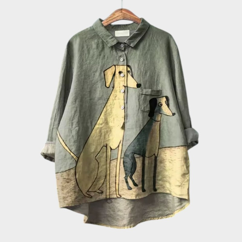 HOLLY | OVERSIZED SHIRT WITH LOVELY DOG DESIGN