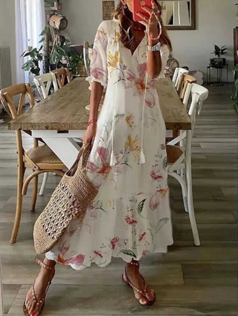 AYLA | BOHO VINTAGE V-NECK DRESS